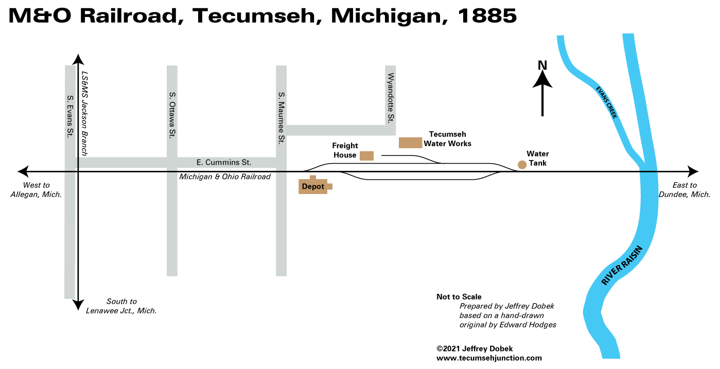 The M&O Railroad in Tecumseh, Michigan, 1885