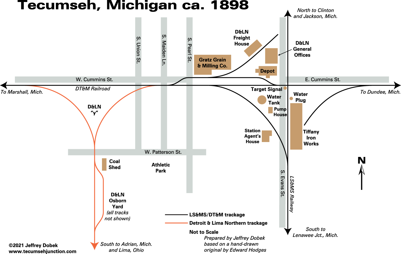 Rail lines in Tecumseh, Michigan ca. 1898