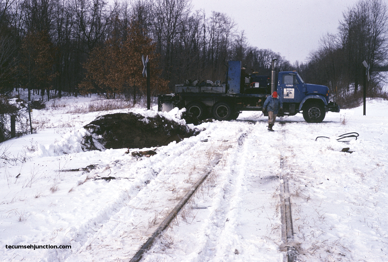 The point of the derailment, just south of the Chase Road crossing.